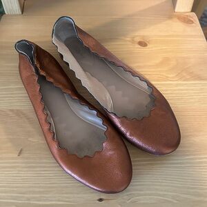 Chloe Metallic Copper Lauren Scalloped Flats